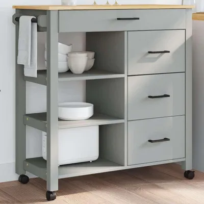 Obrázek produktu pro Kuchyňský vozík monza 84 x 40 x 90 cm masivní borové dřevo Šedá