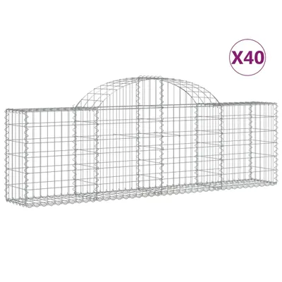 Zdjęcie produktu dla vidaXL Gabiony z wysokim łukiem 40 sztuk 200x30x60/80 cm Ocynkowane żelazo