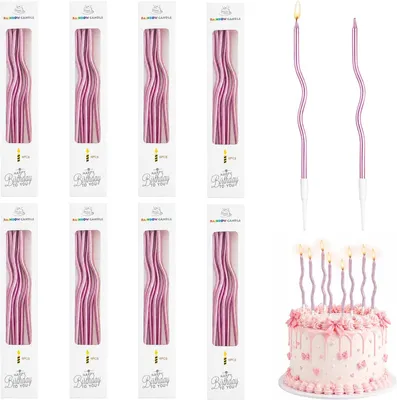 Obrázok produktu pre 48 spirálovitých sviečok na tortu, sviečky, torta, ružové zlato, 15 cm, spirálovité narodeninové sviečky, ružové zlato, narodeninové sviečky, vlnité