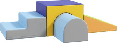 Produktbild von 4er Softbaustein-Set zum Klettern und Rutschen, Kunstlederbezug, für Kinder im Alter von 1-3 Jahren, Mehrfarbig