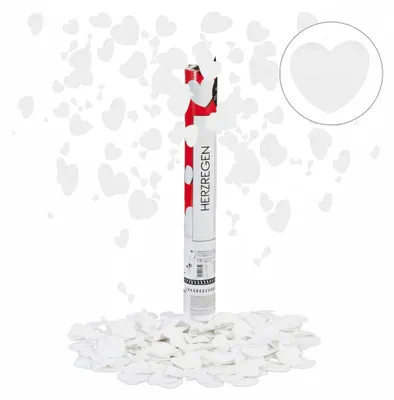 Zdjęcie produktu dla 10 sztuk party popperów z motywem serc, wysokość efektu 6–8 m, na ślub i zaręczyny, papierowy konfetti, wyrzutnia konfetti 40 cm, biała