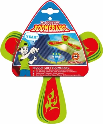 Obrázok produktu pre Paul Günther 1543 - Mc Squeezy Boomerang, vyrobený z mäkkého materiálu EVA, ideálny do interiéru, lieta na vzdialenosť 1 - 3 m