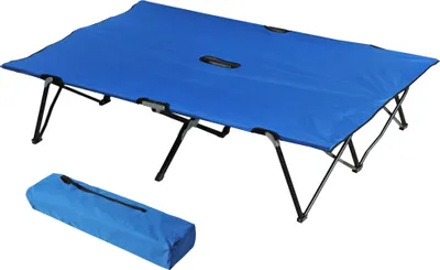 Produktbild von Campingbett Klappbar für 2 Personen Feldbett Klappbett mit Tragetasche bis 136 kg belastbar Stahl Oxford Blau+Schwarz 193 x 125 x 40 cm