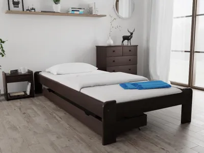 Produktbild von Bett ADA 90 x 200 cm, Nussbaum Matratze: Ohne Matratze, Lattenrost: Mit Lamellenrost