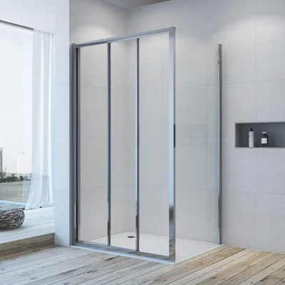 Produktbild von AQUABATOS Duschkabine 90 x 90 x 195 cm Eckdusche mit Seitenwand Schiebetür 6 mm Sicherheitsglas Duschabtrennung Duschwand Eckeinstieg