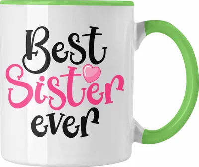 Produktbild von Trendation - Best Sister Ever Tasse Geschenk für Schwester Geschenkidee Beste Schwester Geburtstag (Grün)