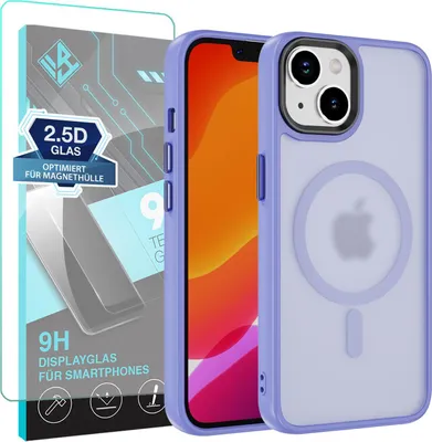 Produktbild von Handyhülle Magsafe für Apple iPhone 15 Plus Handyhülle mit 9H Displayglas Bumper Case Magnet Cover – Farbe: Helles Violett
