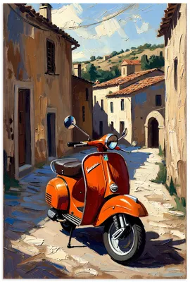 Produktbild von ARTland Wandbild Alu für Innen & Outdoor Roter Motorroller im Süden von Italien Größe: 20x30 cm