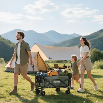 Produktbild von Outsunny Gartenwagen 90 kg belastbar, klappbar Transportwagen Bollerwagen