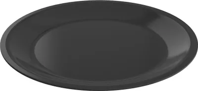 Produktbild von Teller flach 26 cm ECO CARUBA, Farbe:Holzkohle schwarz gedeckt