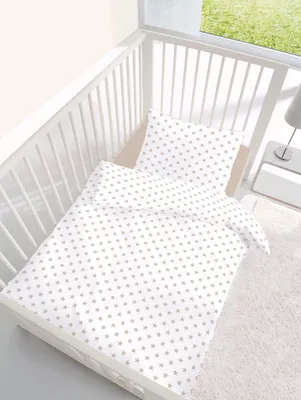 Obrázok produktu pre Detská posteľná bielizeň prírodná s hviezdičkami 100x135 + 40x60 cm