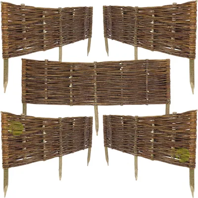Produktbild von Weidenzaun 100x30cm Satz von 5 Stück. Weidenpalisade für den Garten. Weidenzaun Beeteinfassung
