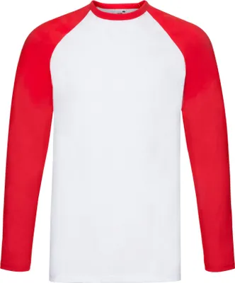 Produktbild von Fruit of the Loom - "Baseball" T-Shirt für Herren Langärmlig LT1783 (M) (Weiß/Rot)