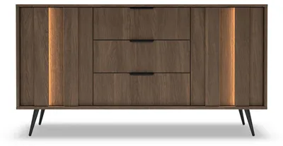 Produktbild von Sideboard / Kommode AMARO 153cm (2D3S) – Eiche Dunin mit Lamellen &amp; LED