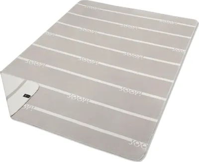 Produktbild von Joop! Wohndecke Logo Stripes Stein 150 x 200 cm Baumwollmischung