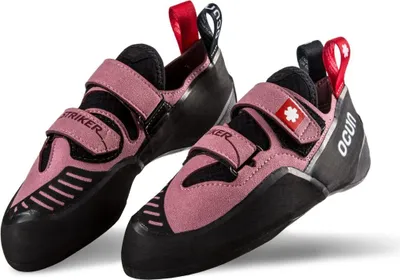 Kletterschuhe "STRIKER QC" von Ocun in Rosa mit Klettverschluss und Gummisohle.