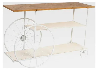 Produktbild von Eingangsmöbel aus Holz und Metall, weiß, 120x42x78 cm