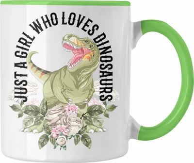 Produktbild von Trendation - Just A Girl Who Loves Dinosaurs Tasse Frauen Geschenk Dinosaurier Paläontologin (Grün)
