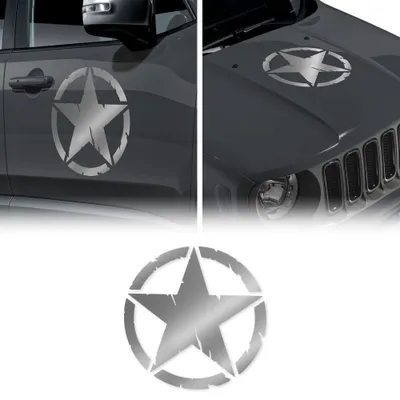 Immagine prodotto di Adesivo stella Esercito Militare per Jeep Renegade, Diam 33 cm, argento, 2 pezzi