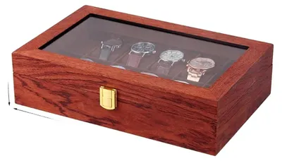 Produktbild von Uhrenanzeigevitrine, 12 Fächer, langlebige Aufbewahrung, Braun