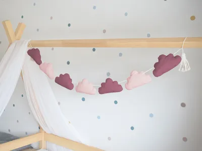 Produktbild von Stoffgirlande über dem Bett MRÄDCHEN für das Kinderzimmer Grau
