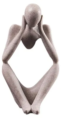 Denker Statue aus Kunstharz, gebrochen weiß, 29,6 cm
