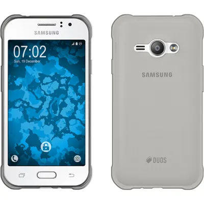 Produktbild von PhoneNatic Case kompatibel mit Samsung Galaxy J1 ACE - grau Silikon Hülle Slimcase + 2 Schutzfolien