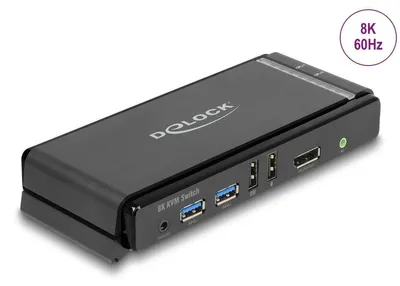 Image de Commutateur KVM/Audio/USB Delock - Commutateur KVM DisplayPort 1.4, résolution 8K à 60 Hz, avec USB 5 Gbps et audio
