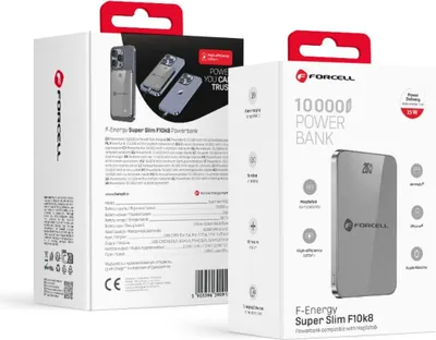 Zdjęcie produktu dla Powerbank kompatybilny z MagSafe Forcell F-Energy SuperSlim F10K8 QC4.0 PD3.0 15W 10000 mAh szary