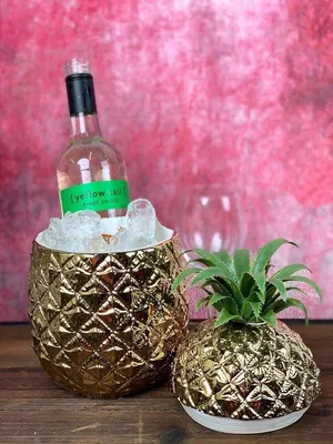 Obrázek produktu pro Zlatá mísa na ananas s víkem, 21,5 cm, retro barový doplněk