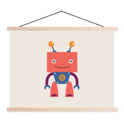 Produktbild von MuchoWow® Textilposter Roboter - Getriebe - Gesicht - Antenne - Kinder - Jungen 40x30 cm mit holzfarbenen Rahmen - Bilder
