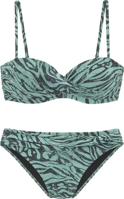 Produktbild von Bruno Banani Bügel-Bandeau-Bikini jade bedruckt Größe 36 Cup B