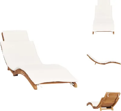 Produktbild von vidaXL Klappbare Sonnenliege mit Cremeweißer Auflage Massivholz Teak - Sonnenliegen