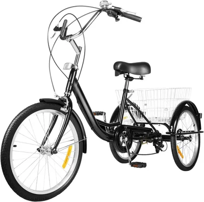 Productafbeelding van Volwassen Driewieler - Driewiel Fiets - Ontspannen Transport - 8 Versnellingen - 20 Inch Wielen - Zwart