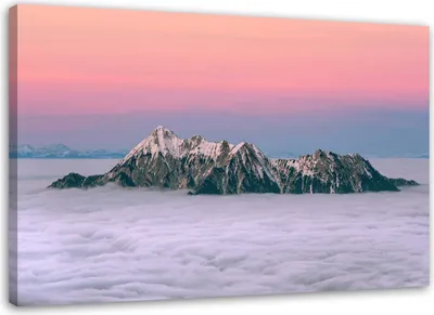 Produktbild von Leinwandbild berge wolken landschaft 100x70 cm Feeby blau wandbild bereit zum aufhängen