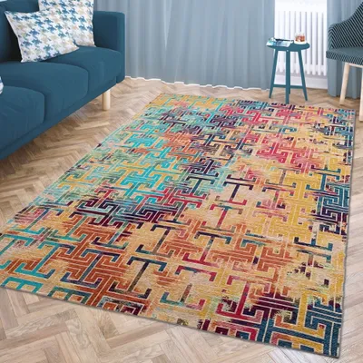 Produktbild von Faszinierender Teppich mit abstraktem Muster in bunt Größe - 80 x 300 cm