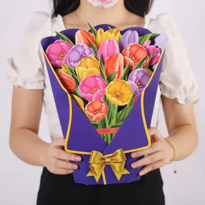 Obrázok produktu pre 3D pop-up kvetinové blahoželanie - Kytica tulipánov