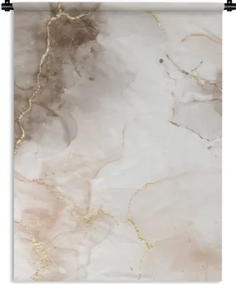 Produktbild von MuchoWow® Wandteppich Wandbehang Marmor - Braun - Weiß 150x200 cm Tapisserie Dekoration Wandtuch - Wandaufhängung - Moderner