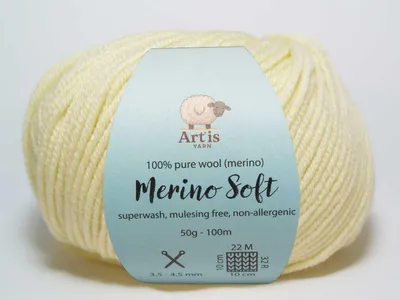 Produktbild von Merino Soft Art'is Garn, 100 % Wolle, mulesingfrei & superwash (50 g / 120 m) (21 Pastellgelb)