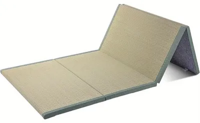 Image de Tapis de tatami pliable - Matelas futon - Tapis de yoga - Tapis de ramper - Dimensions : 200 x 75 x 3,5 cm - Fait de fibres naturelles