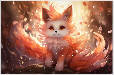 Produktbild von Wallario Wandbild Leuchtender Feuerfuchs, Größe: 61 x 91,50 cm, Poster mit weißem Aluminiumrahmen