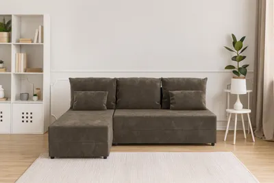 Zdjęcie produktu dla Narożnik KUBO L FIT z funkcją spania 120x200, pojemnik na pościel, uniwersalny L/P, Paros 04 brązowy, 206 cm