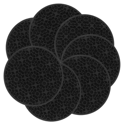Produktbild von Silikon Untersetzer - 6er Set - Hitzebeständig für Gläser und Tassen - Schwarz 10,00 x 10,00 x 0,30 cm
