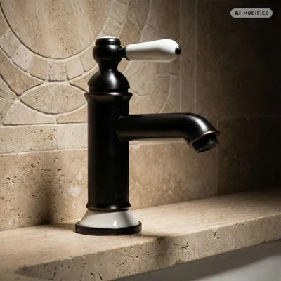 Produktbild von PaulGurkes schwarz Nostalgie Wasserhahn Einhandmischer Retro Waschtischbatterie