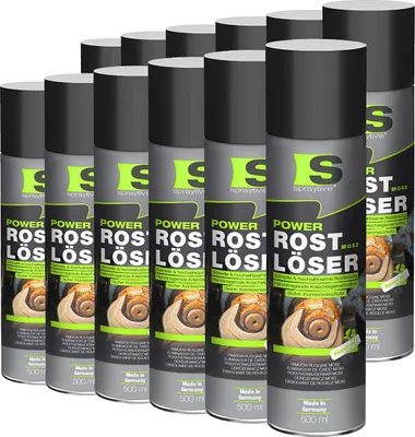 Produktbild von Spraytive 12x 500ml Power Rostlöser MoS₂ – Kriechöl mit Festschmierstoff – Rostentferner, hochkriechend & korrosionsschützend