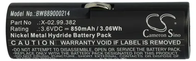 Produktbild von vhbw Akku Ersatz für Heine X-02.99.382, X-02.99.380, BATT/110904-A1 für Medizintechnik (850 mAh, 3,6 V, NiMH)