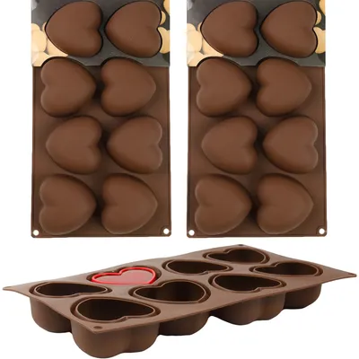 Produktbild von Set 2x Silikonform DIY Form Valentinstag Herzen Backform Cupcake Form 17x29cm