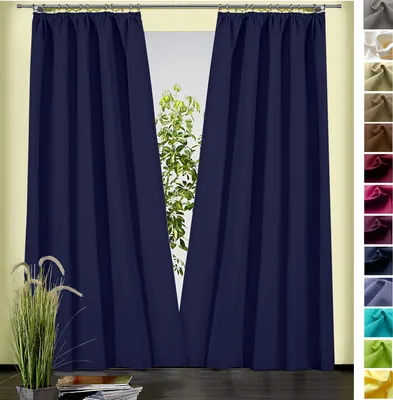 Produktbild von heimtexland ® Dekoschal Baumwolle Uni Gardine Kräuselband Schlaufen Vorhang Blickdicht Natur Typ625 Bandschal HxB 230x135 cm Dunkelblau