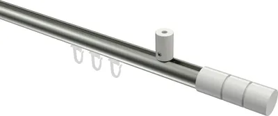 Produktbild von Interdeco Innenlaufstange / Gardinenstange mit Innenlauf Edelstahl-Optik / Weiß, Typ Sonius Elanto (Rillenzylinder) Deckenmontage, 20 mm Ø 1-läufig, 100 cm
