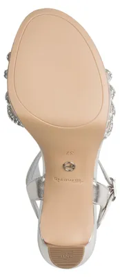 Produktbild von Tamaris Damen Sandalette High Heel mit Metallic-Glanz und Strass 1-28390-46, Größe:36 EU, Farbe:Silber